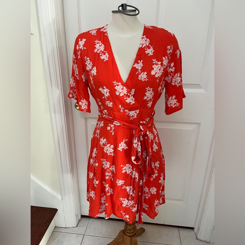 Dynamite Red Floral Midi Dress